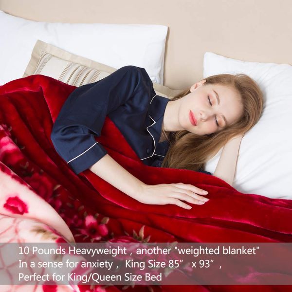 JML 10 Pounds Heavy Plush Soft Blankets for Winter, Korean Style Mink Velvet Fleece Blanket – 2 Ply A&B Printed Raschel Bed Blanket 85