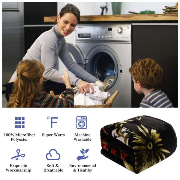 JML 10 Pounds Heavy Plush Soft Blankets for Winter, Korean Style Mink Velvet Fleece Blanket – 2 Ply A&B Printed Raschel Bed Blanket 85