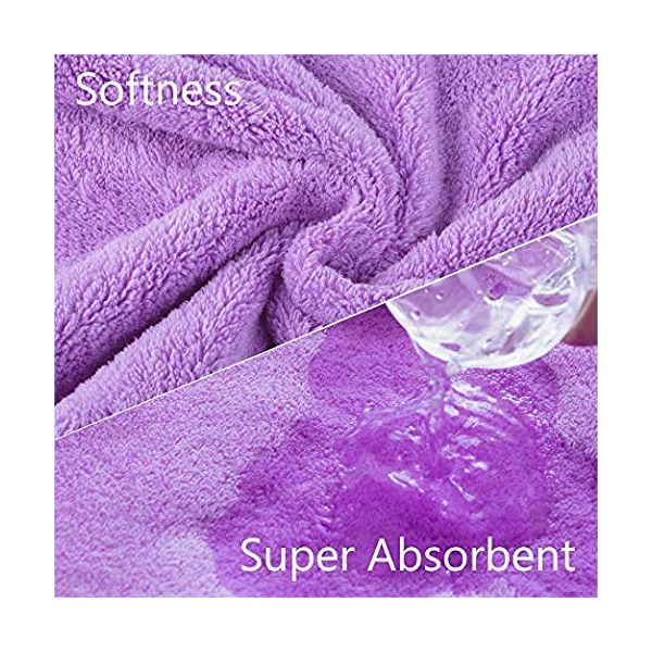 Hair Towel Wrap, Quick Dryer by Monarca, Pack of 2 Plush Soft Fleece Magic Hair Turban Wrap for Bath Spa Hot Tubs and Makeup ( Hot Pink, Purple)