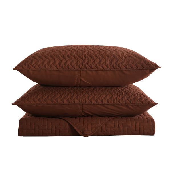 JML Quilt Set 3-Piece Bedspread Coverlet with Shams - Soft Brushed Microfiber, Lightweight Hypoallergenic All-Season Quilt Bedding (Mocha Bisque)