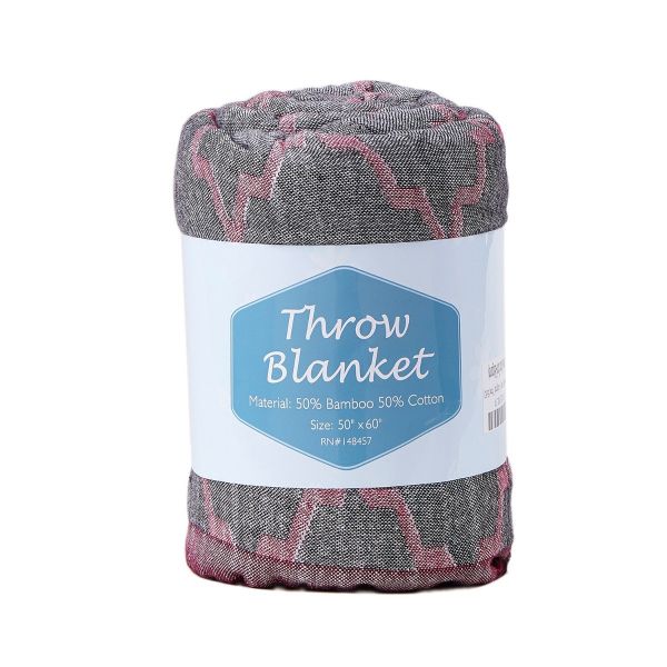 JML Bamboo Cotton Throw Blanket- Soft Jacquard Organic Throw Blanket with Tassels Shawls and Wraps Cotton Blankets for Couch Bed Sofa Chair Travel Lap Summer Adult,50