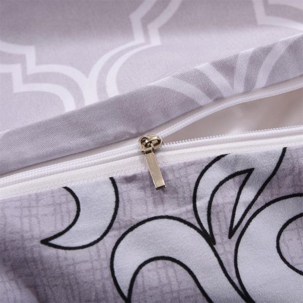 JML Duvet Cover, 3 Piece Duvet Cover Set, Soft Breathable Brushed Microfiber, light grey