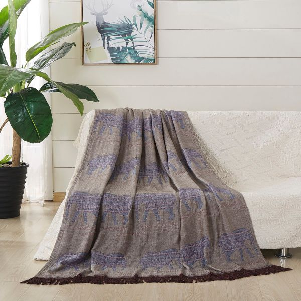 JML Throw Blanket Soft Lightweight Jacquard Organic Bamboo Cotton Throw Blanket with Tassels Shawl and Wrap Couch Blanket and Throw for Lap Bed Sofa Chair Travel Summer Adult,50