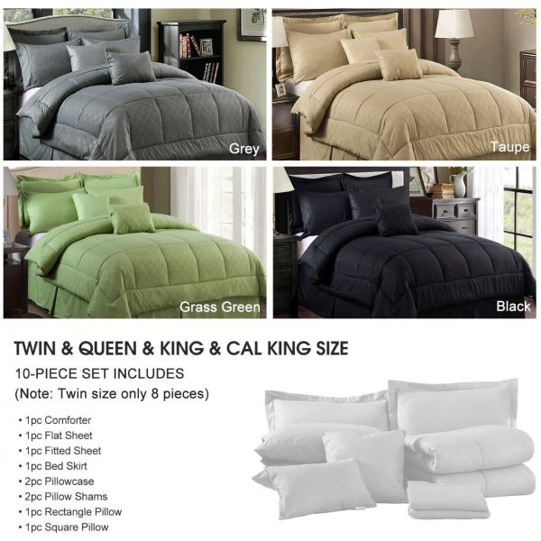 JML Comforter Set, 10 Piece Microfiber Bedding Comforter Sets with Shams, White