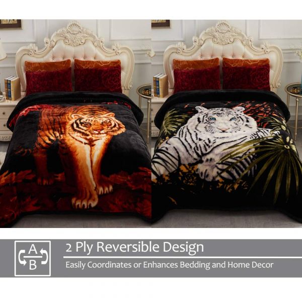 JML 10 Pounds Heavy Plush Soft Blankets for Winter, Korean Style Mink Velvet Fleece Blanket – 2 Ply A&B Printed Raschel Bed Blanket 85