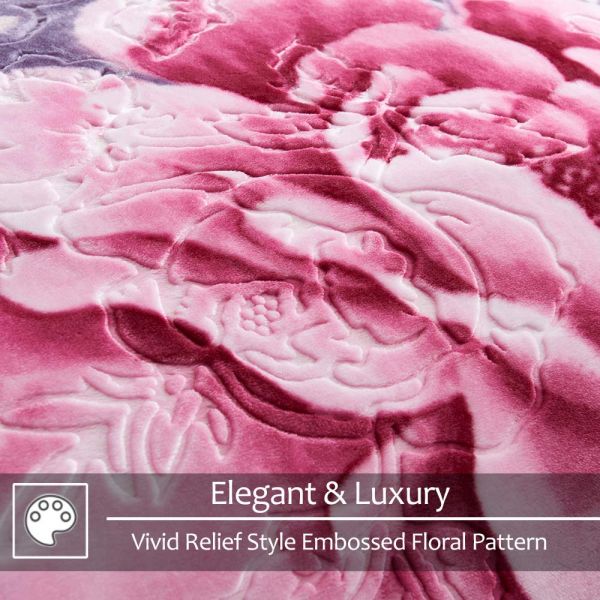 Heavy Korean Mink Fleece Blanket – 2 Ply Reversible 520GSM Silky Soft Plush Warm Blanket for Autumn Winter,light purple