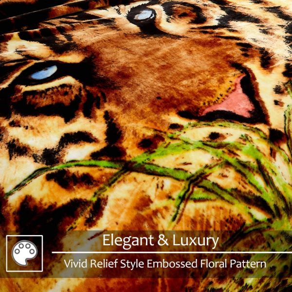 Heavy Korean Mink Fleece Blanket – 2 Ply Reversible 520GSM Silky Soft Plush Warm Blanket For Autumn Winter,tiger