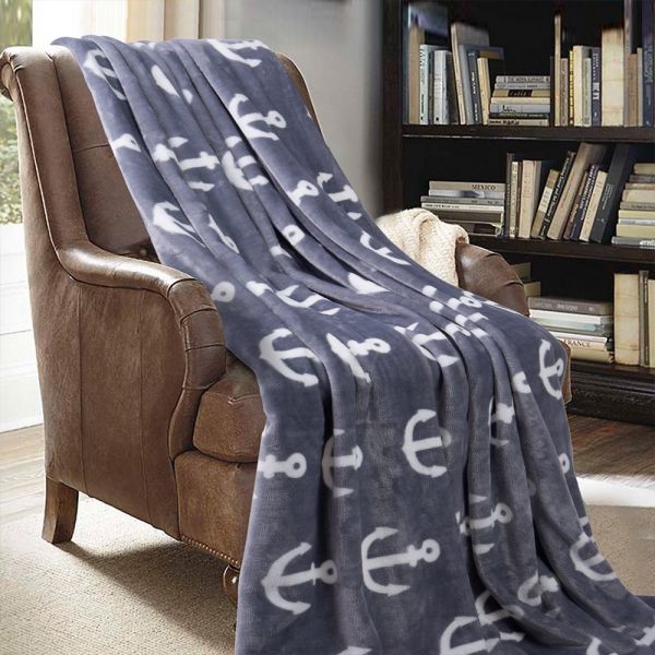JML Throw Blankets for Couch, Fleece Throw Blanket 2 Pack，Super Soft,Pet,Travel,Home,Bed,Chair Decor- Anchors