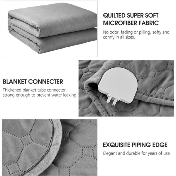 MERRY HOME Water Heated Mattress Pad Topper, Quilted Heated Mattress Underblanket with Mechanical Knob Control - Soft, Comfort and Safe & Radiation-Free, Great for Sleep Enhancement-TC42-QC42-KC43