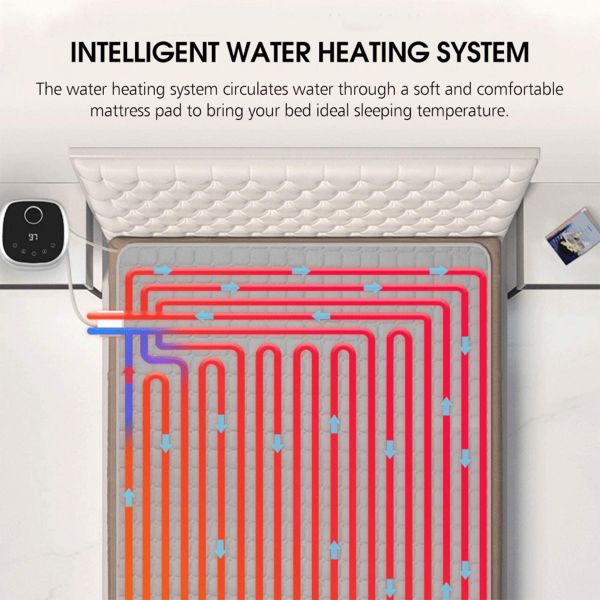 MERRY HOME Water Heated Mattress Pad Topper, Quilted Heated Mattress Underblanket with Mechanical Knob Control - Soft, Comfort and Safe & Radiation-Free, Great for Sleep Enhancement-TC42-QC42-KC43