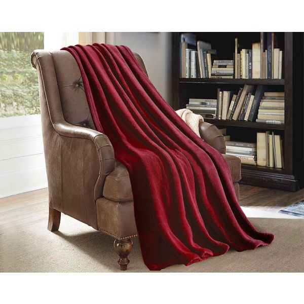 JML Throw Blankets for Couch, Fleece Throw Blanket 2 Pack,Super Soft,Pet,Travel,Home,Bed,Chair Decor- Burgundy, Navy