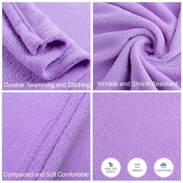 JML Flannel Blanket Sofa Couch Throw Blanket Super Soft,Pet,Travel,Home,Bed,Chair Decor- Violet