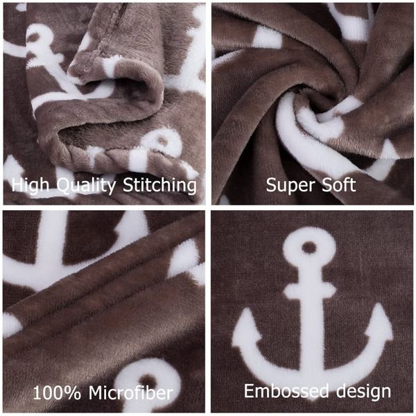 JML Flannel Blanket Sofa Couch Throw Blanket Super Soft,Pet,Travel,Home,Bed,Chair Decor- Brown Ancho