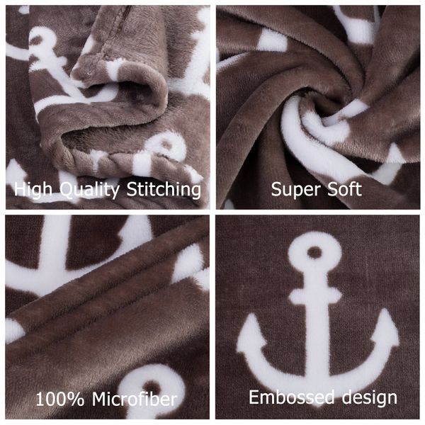 JML Throw Blankets for Couch, Fleece Throw Blanket 2 Pack，Super Soft,Pet,Travel,Home,Bed,Chair Decor- Anchors