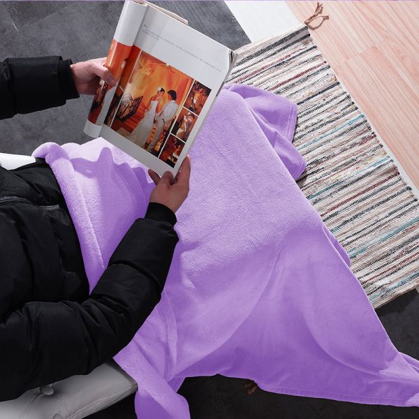 JML Flannel Blanket Sofa Couch Throw Blanket Super Soft,Pet,Travel,Home,Bed,Chair Decor- Violet