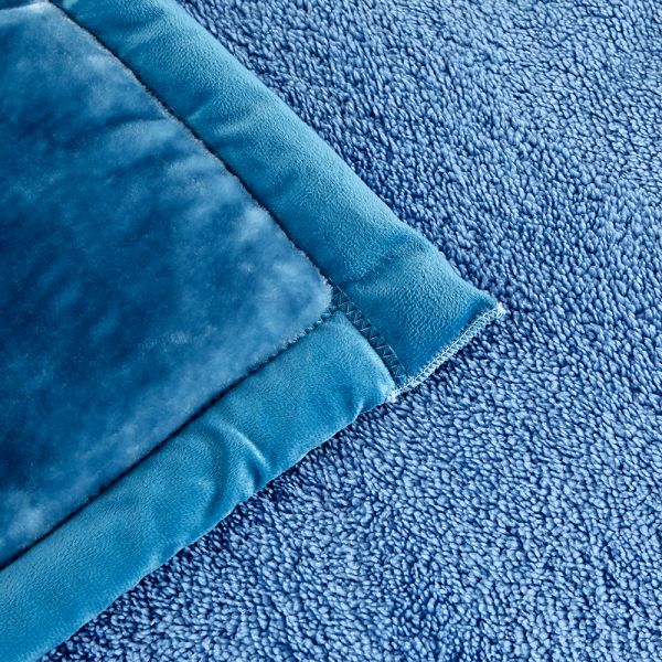 JML Sherpa Flannel Blanket, 3-Piece Fleece Blanket King with Pillow Shams, Blue