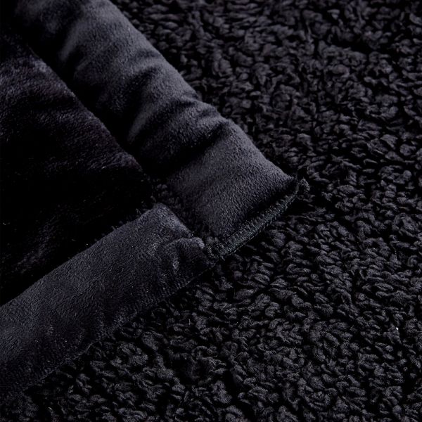 JML Sherpa Flannel Blanket, 3-Piece Fleece Blanket King with Pillow Shams, Black 