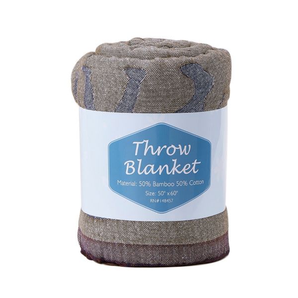 JML Throw Blanket Soft Lightweight Jacquard Organic Bamboo Cotton Throw Blanket with Tassels Shawl and Wrap Couch Blanket and Throw for Lap Bed Sofa Chair Travel Summer Adult,50