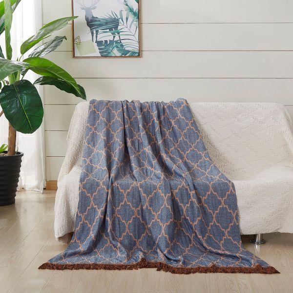 JML Throw Blanket Soft Jacquard Organic Bamboo Cotton Throw Blanket for Couch Bed Shawls and Wraps Cotton Blankets with Tassels for Home Sofa Chair Travel Lap Adult,50
