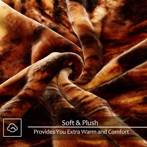 Heavy Korean Mink Fleece Blanket – 2 Ply Reversible 520GSM Silky Soft Plush Warm Blanket for Autumn Winter, Lion/Dolphin