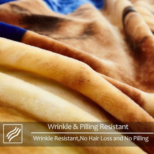 Heavy Korean Mink Fleece Blanket – 2 Ply Reversible 520GSM Silky Soft Plush Warm Blanket for Autumn Winter, Lion/Dolphin