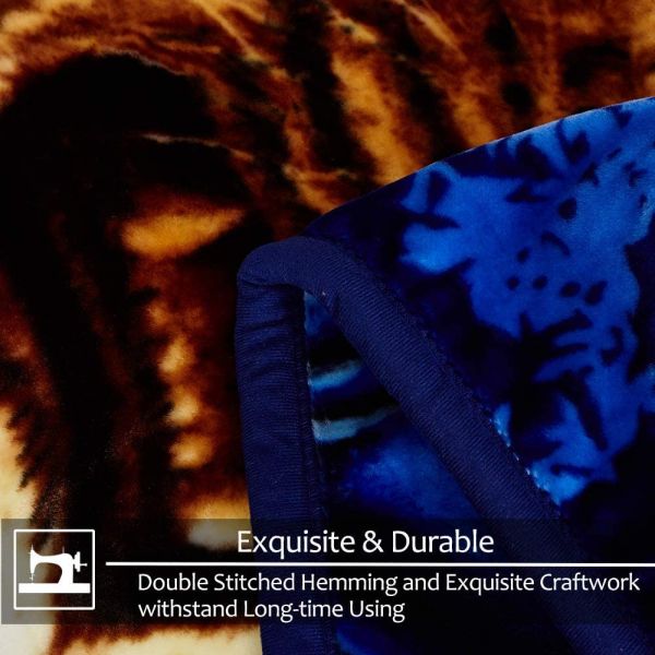 Heavy Korean Mink Fleece Blanket – 2 Ply Reversible 520GSM Silky Soft Plush Warm Blanket for Autumn Winter, Lion/Dolphin