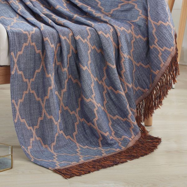 JML Throw Blanket Soft Jacquard Organic Bamboo Cotton Throw Blanket for Couch Bed Shawls and Wraps Cotton Blankets with Tassels for Home Sofa Chair Travel Lap Adult,50