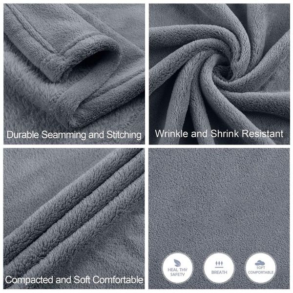 JML Flannel Blanket Sofa Couch Throw Blanket Super Soft,Pet,Travel,Home,Bed,Chair Decor- Grey
