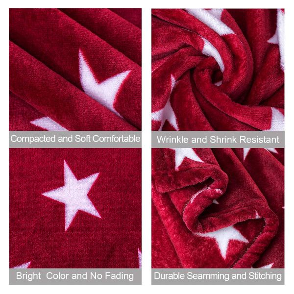JML Throw Blankets for Couch, Fleece Throw Blanket 2 Pack,Super Soft,Pet,Travel,Home,Bed,Chair Decor- Stars