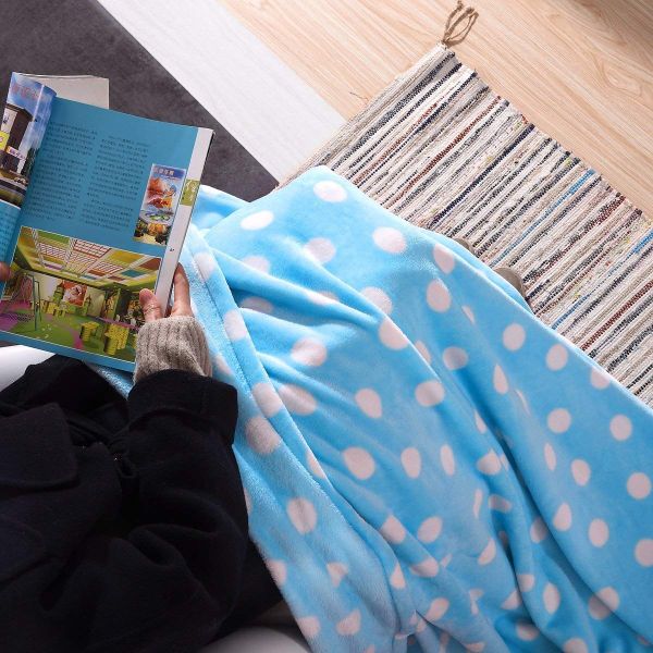 JML Throw Blankets for Couch, Fleece Throw Blanket 2 Pack,Super Soft,Pet,Travel,Home,Bed,Chair Decor- Polka Dot