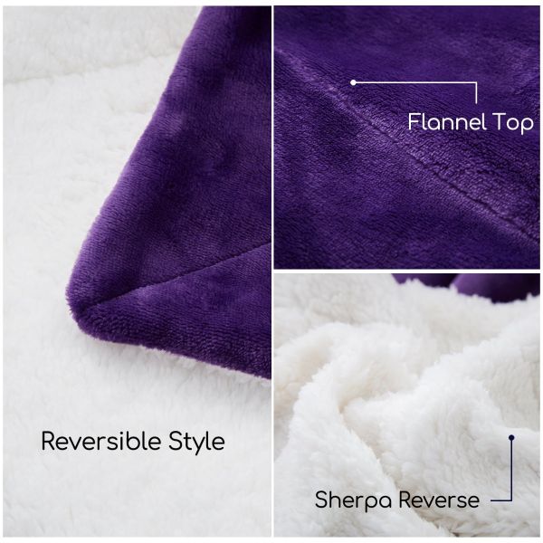 JML Sherpa Fleece Blanket , Plush Soft Warm, Reversible Plush Fleece Bed Couch Blanket