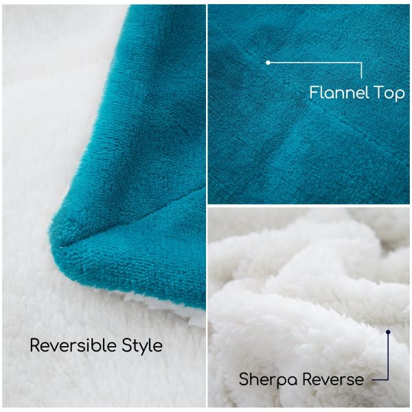 JML Sherpa Fleece Blanket, Plush Soft Warm, Reversible Plush Fleece Bed Blanket