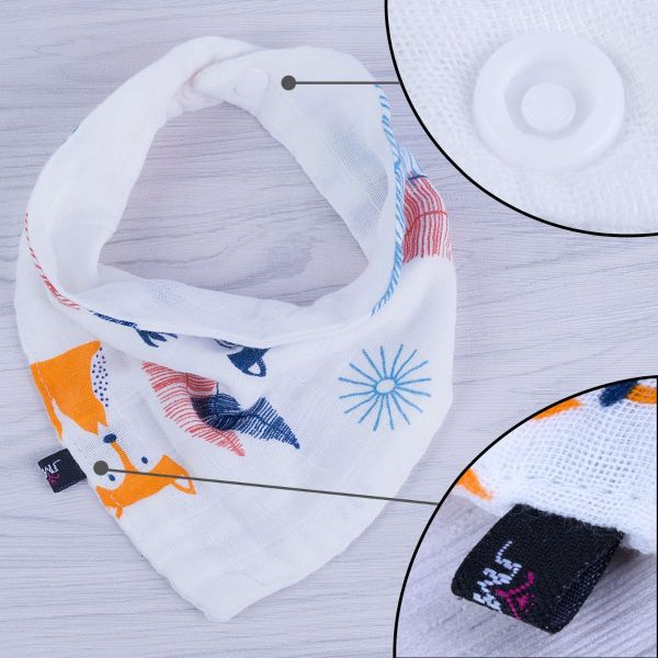 JML Drool Bibs, Baby Bandana Drool Bibs - Unsex 9 Pack Baby Bibs for Teething and Drooling, 100% Cotton Muslin, Soft, Absorbent Bib Set