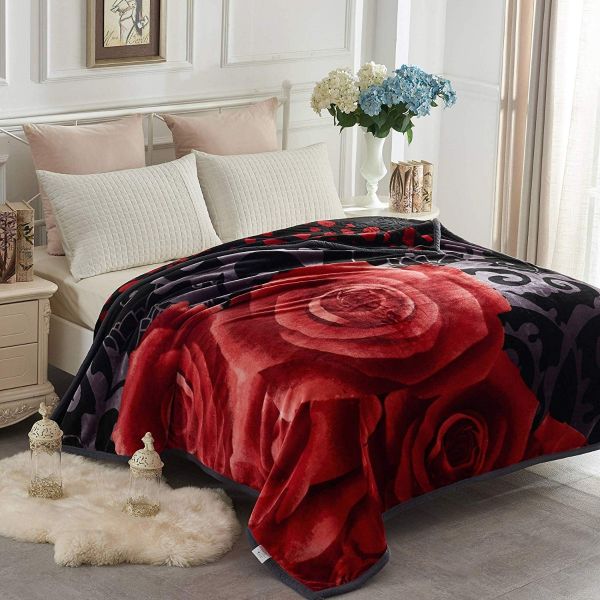 Heavy Korean Mink Fleece Blanket – 2 Ply Reversible 520GSM Silky Soft Plush Warm Blanket For Autumn Winter,Black