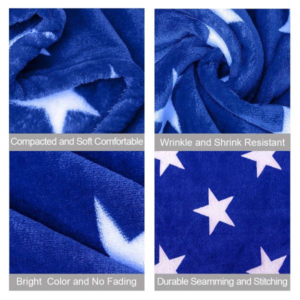 JML Throw Blankets for Couch, Fleece Throw Blanket 2 Pack,Super Soft,Pet,Travel,Home,Bed,Chair Decor- Stars