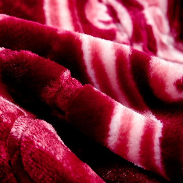 JML Sherpa Flannel Blanket, 3-Piece Fleece Blanket King with Pillow Shams, Burgundy