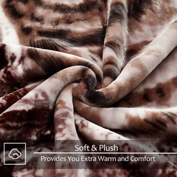 Heavy Korean Mink Fleece Blanket – 2 Ply Reversible 520GSM Silky Soft Plush Warm Blanket for Autumn Winter, Dark Wolf/Wolf