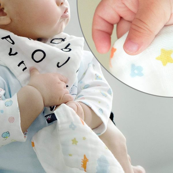 JML Drool Bibs, Baby Bandana Drool Bibs - Unsex 9 Pack Baby Bibs for Teething and Drooling, 100% Cotton Muslin, Soft, Absorbent Bib Set