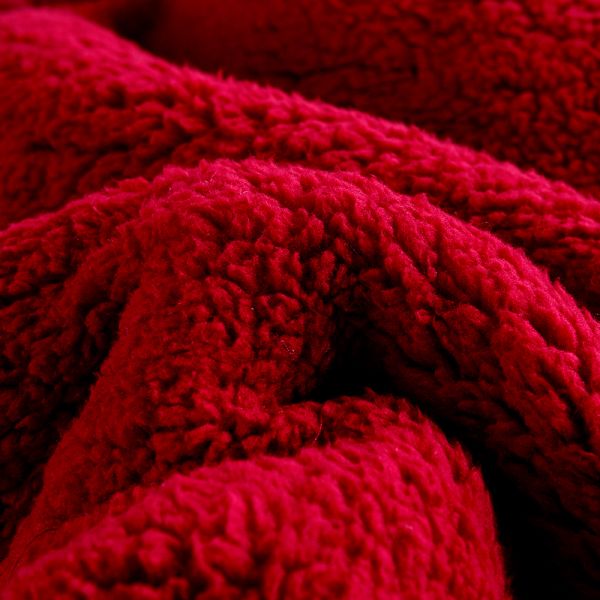 JML Sherpa Flannel Blanket, 3-Piece Fleece Blanket King with Pillow Shams, Burgundy