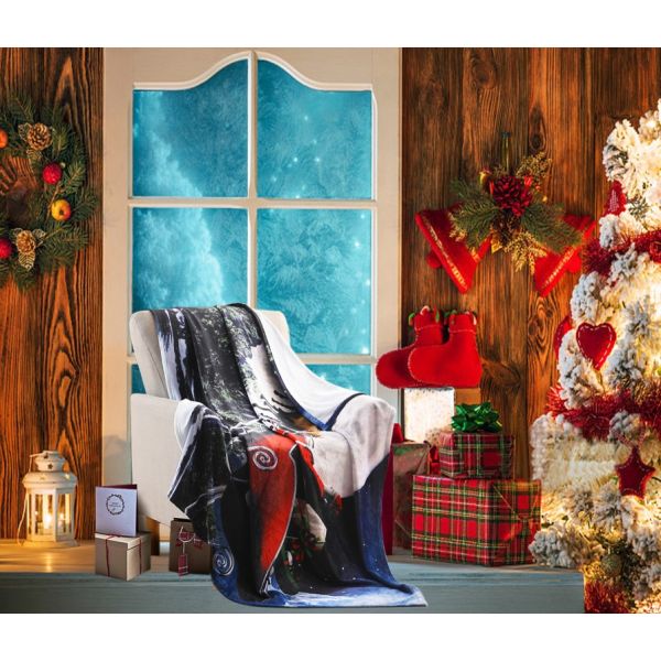 JML Flannel Throw Blanket, Christmas Holiday Printed Throw Blanket - Plush Soft Lightweight Cozy Throw Blanket for Couch Sofa Bed Decor 50 x 60 inches-Christmas Santa Claus