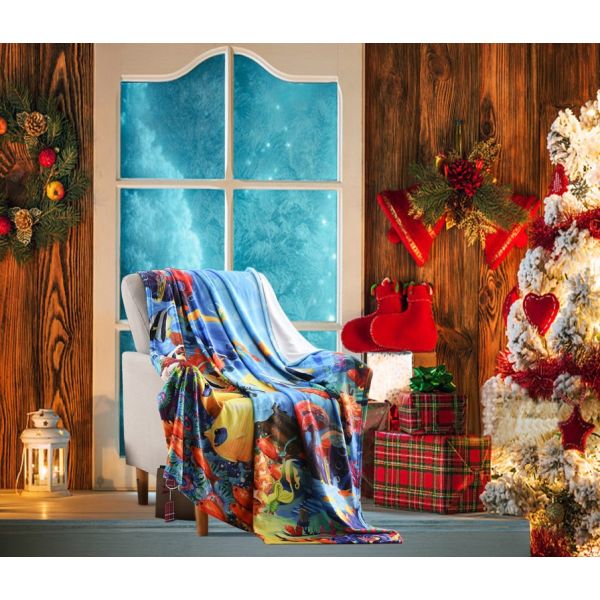 JML Flannel Throw Blanket, Christmas Holiday Printed Throw Blanket - Plush Soft Lightweight Cozy Throw Blanket for Couch Sofa Bed Decor 50 x 60 inches-Printed Tropical Fish