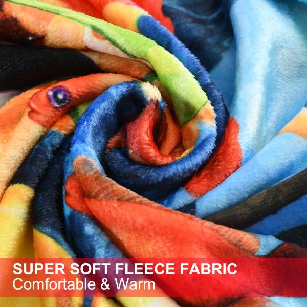 JML Flannel Throw Blanket, Christmas Holiday Printed Throw Blanket - Plush Soft Lightweight Cozy Throw Blanket for Couch Sofa Bed Decor 50 x 60 inches-Printed Tropical Fish