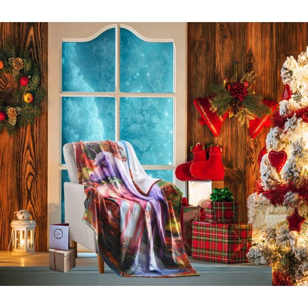 JML Flannel Throw Blanket, Christmas Holiday Printed Throw Blanket - Plush Soft Lightweight Cozy Throw Blanket for Couch Sofa Bed Decor 50 x 60 inches-Printed Unicorn