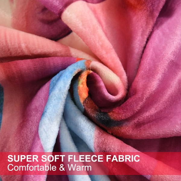 JML Flannel Throw Blanket, Christmas Holiday Printed Throw Blanket - Plush Soft Lightweight Cozy Throw Blanket for Couch Sofa Bed Decor 50 x 60 inches-Printed Unicorn