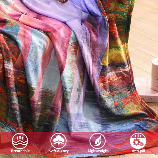 JML Flannel Throw Blanket, Christmas Holiday Printed Throw Blanket - Plush Soft Lightweight Cozy Throw Blanket for Couch Sofa Bed Decor 50 x 60 inches-Printed Unicorn