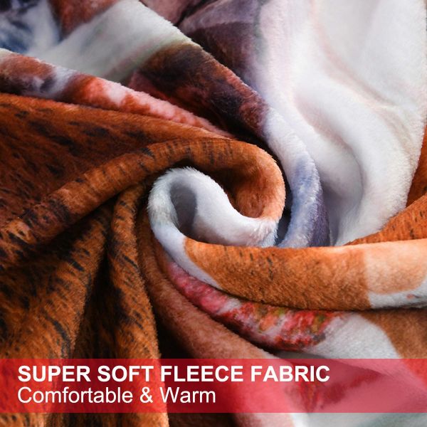 JML Flannel Throw Blanket, Christmas Holiday Printed Throw Blanket - Plush Soft Lightweight Cozy Throw Blanket for Couch Sofa Bed Decor 50 x 60 inches-Printed Reindeer