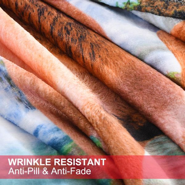 JML Flannel Throw Blanket, Christmas Holiday Printed Throw Blanket - Plush Soft Lightweight Cozy Throw Blanket for Couch Sofa Bed Decor 50 x 60 inches-Printed Reindeer