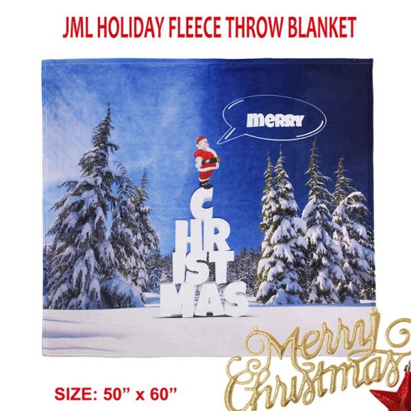 JML Flannel Throw Blanket, Christmas Holiday Printed Throw Blanket - Plush Soft Lightweight Cozy Throw Blanket for Couch Sofa Bed Decor 50 x 60 inches-Christmas Trees