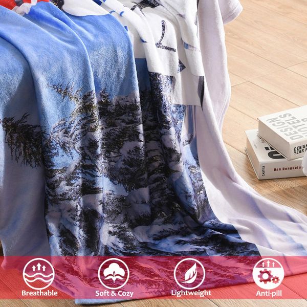 JML Flannel Throw Blanket, Christmas Holiday Printed Throw Blanket - Plush Soft Lightweight Cozy Throw Blanket for Couch Sofa Bed Decor 50 x 60 inches-Christmas Trees