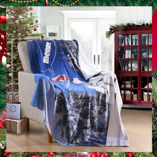 JML Flannel Throw Blanket, Christmas Holiday Printed Throw Blanket - Plush Soft Lightweight Cozy Throw Blanket for Couch Sofa Bed Decor 50 x 60 inches-Christmas Trees
